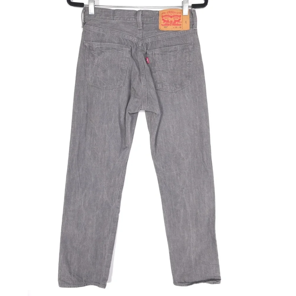 LEVIS 501 Mens Jeans 28x29 White Oak Cone Denim Button Fly GraySilver 00501-2128